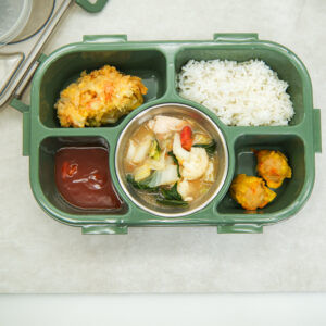 Lunch Box Tempat Bekal Kotak Makan Bento Ompreng Transparant Plastik 1400ml 5 Sekat BPA Free Food Grade
