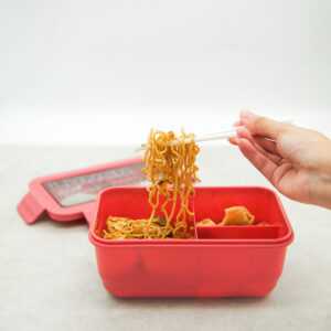 Lunch Box Tempat Bekal Kotak Makan Bento Ompreng Transparant Plastik 1400ml 3 Sekat BPA Free Food Grade alat makan Sendok Sumpit Cutlery set